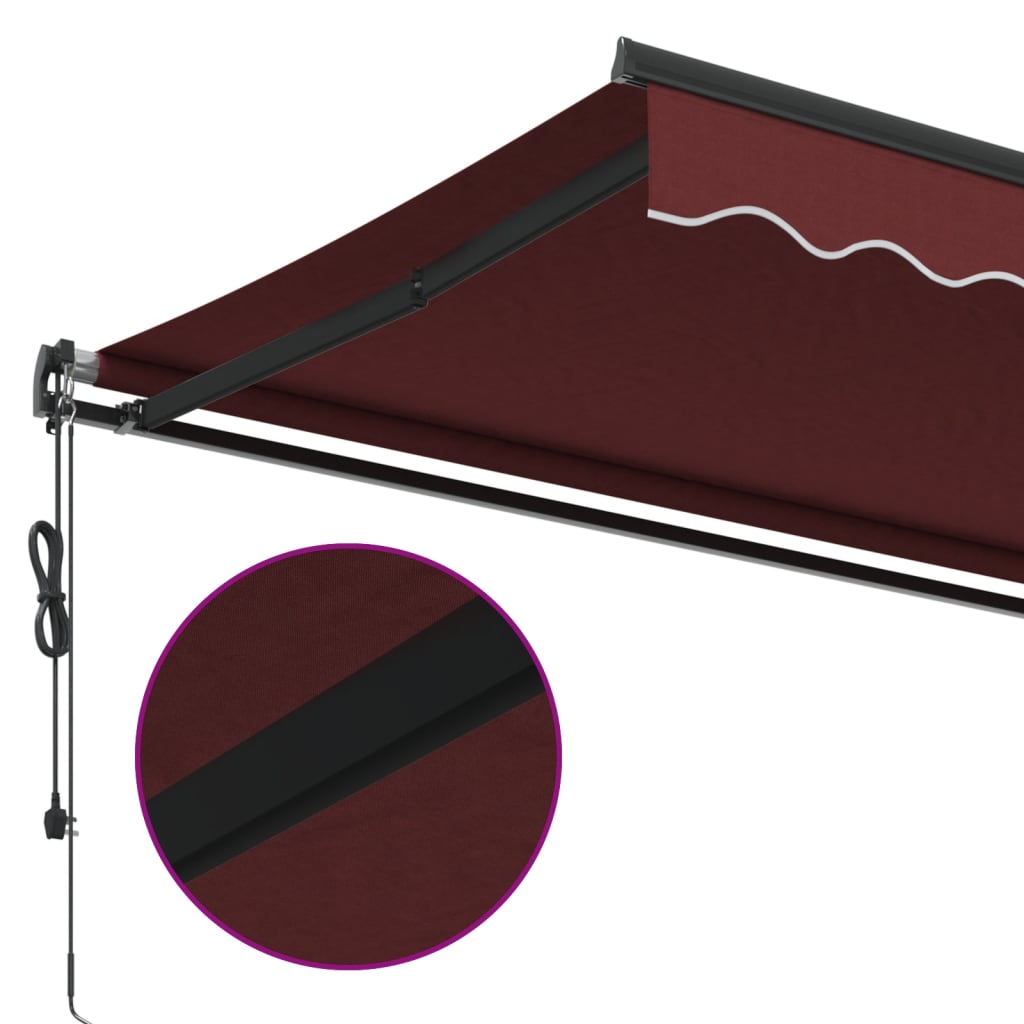 vidaXL Automatycznie zwijana markiza, burgundowa, 600x350 cm