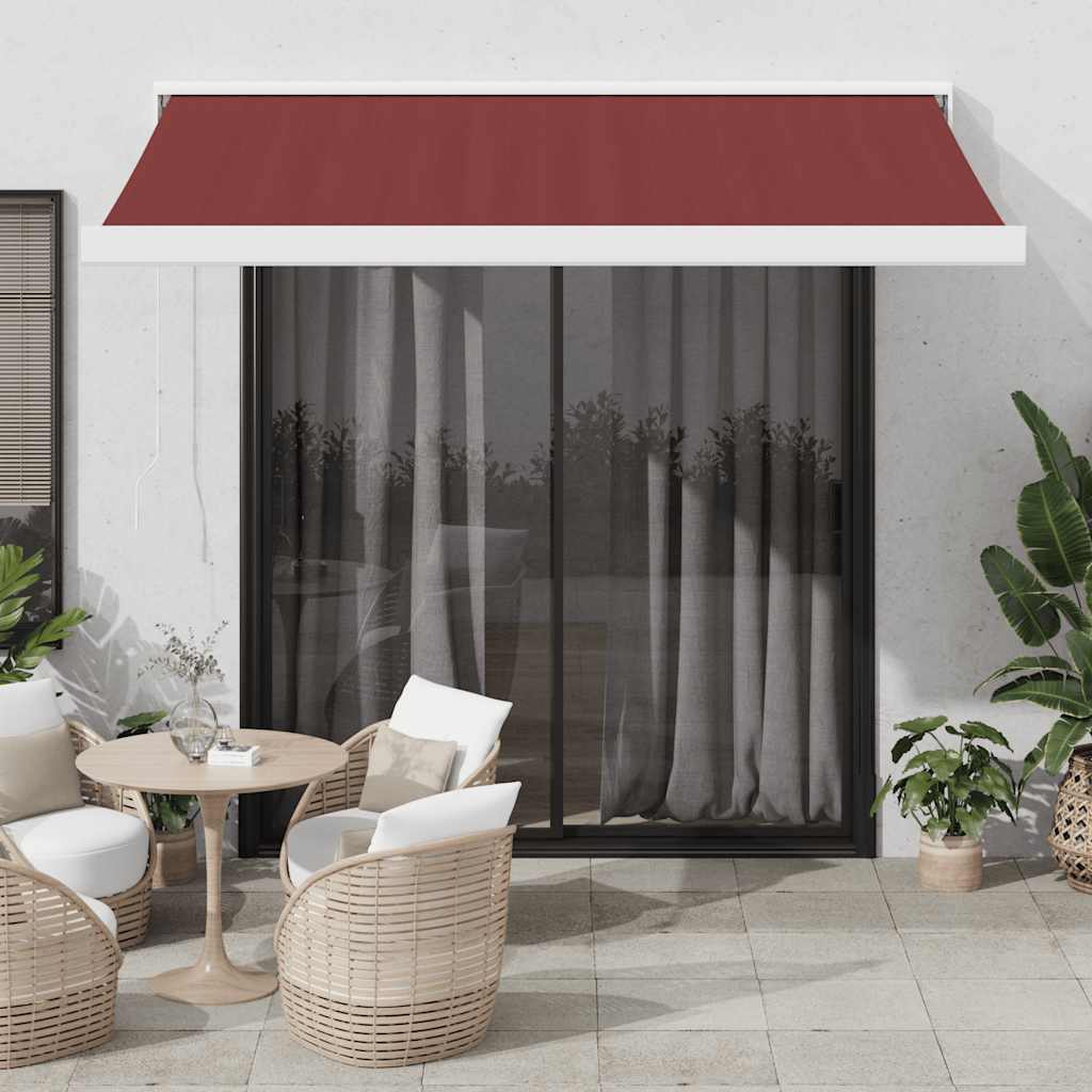 vidaXL Automatycznie zwijana markiza, burgundowa, 350x250 cm