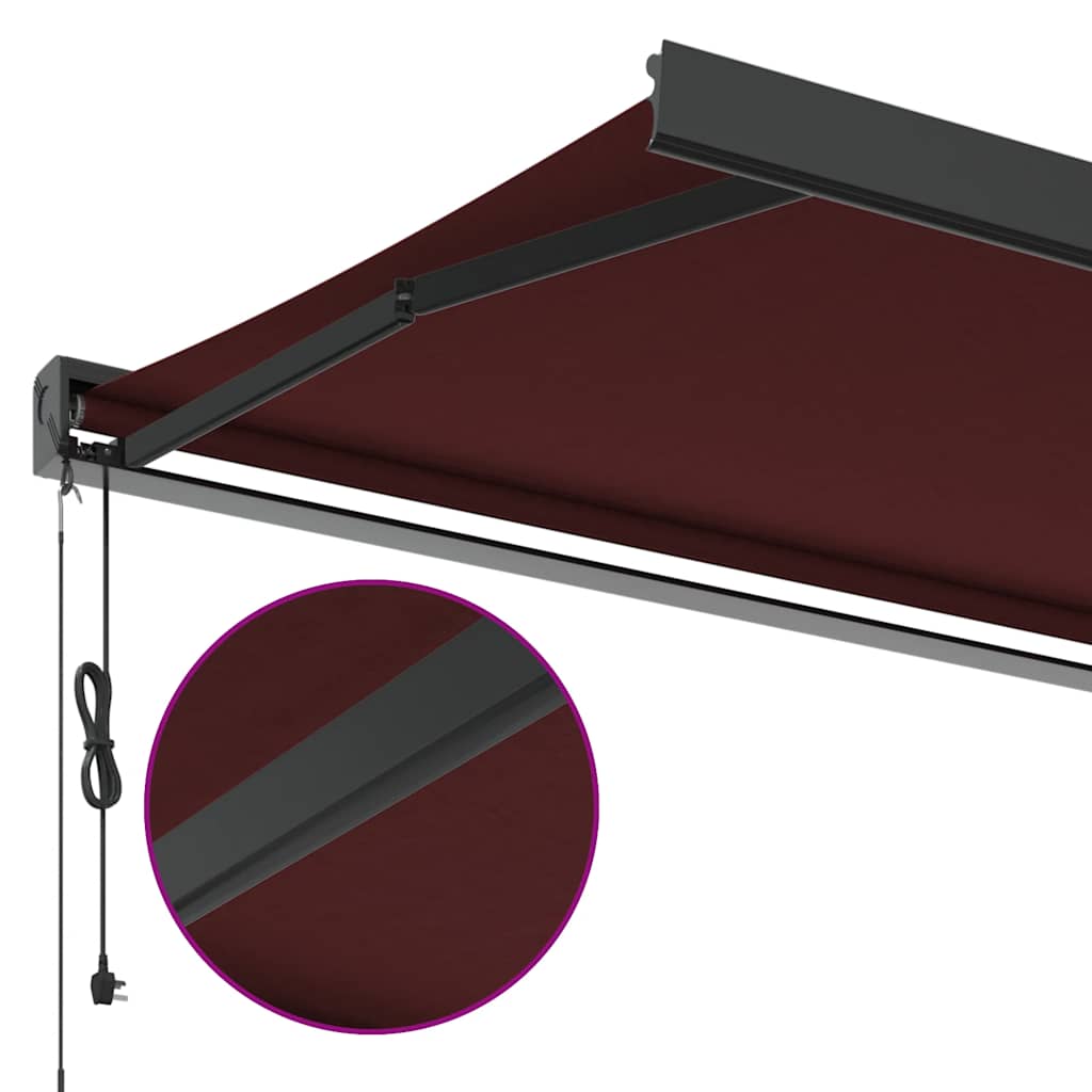 vidaXL Automatycznie zwijana markiza, burgundowa, 350x250 cm