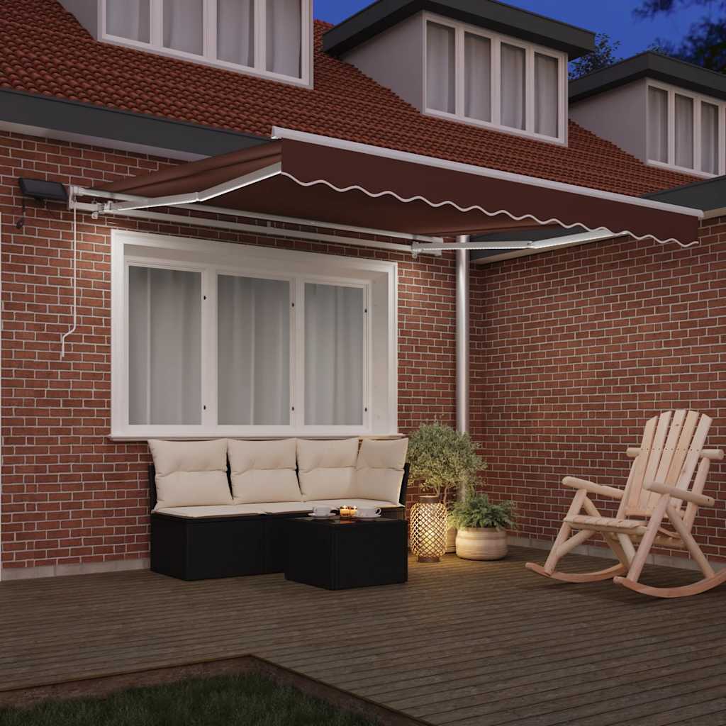 vidaXL Ręcznie zwijana markiza z LED, brązowa, 300x250 cm