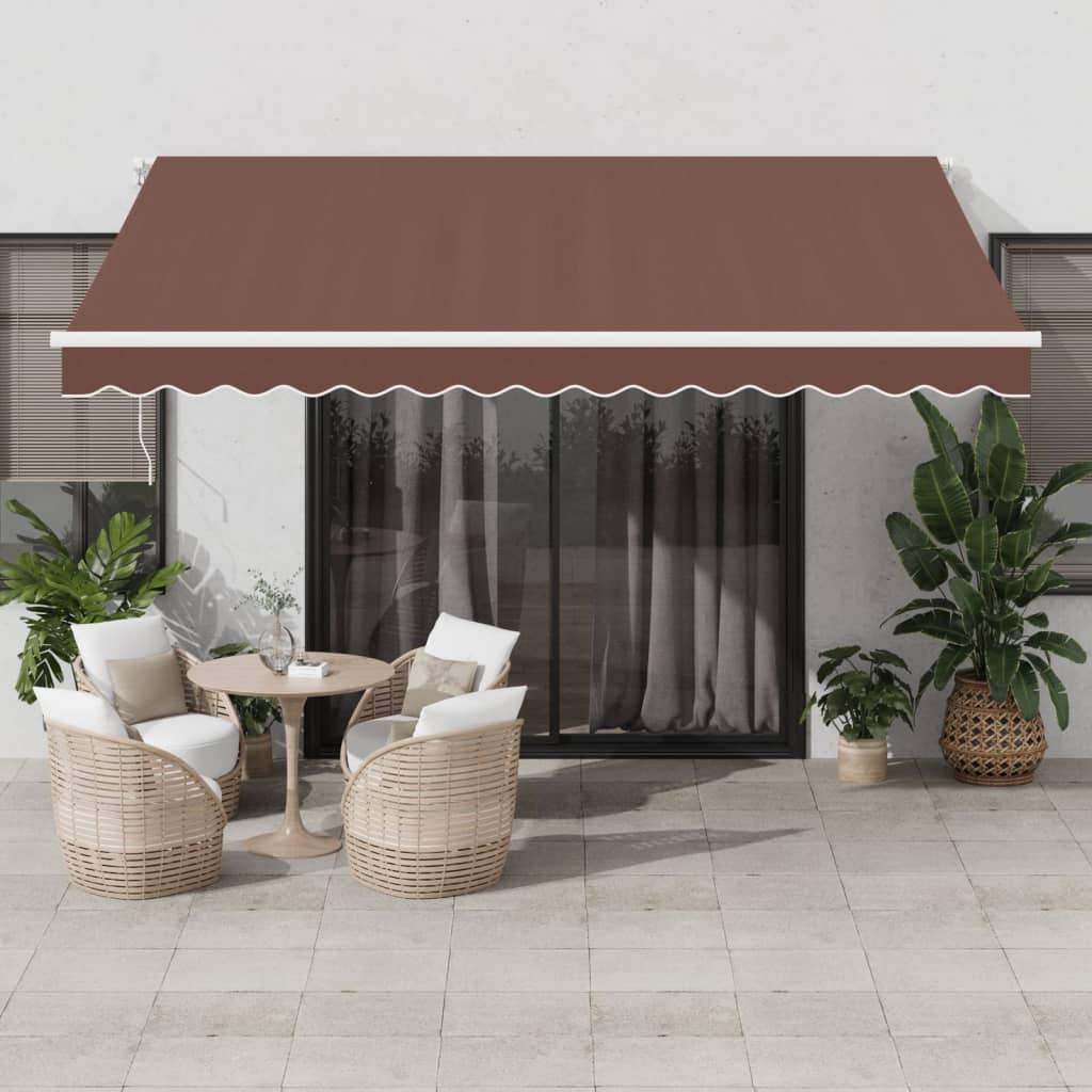 vidaXL Ręcznie zwijana markiza z LED, brązowa, 400x350 cm