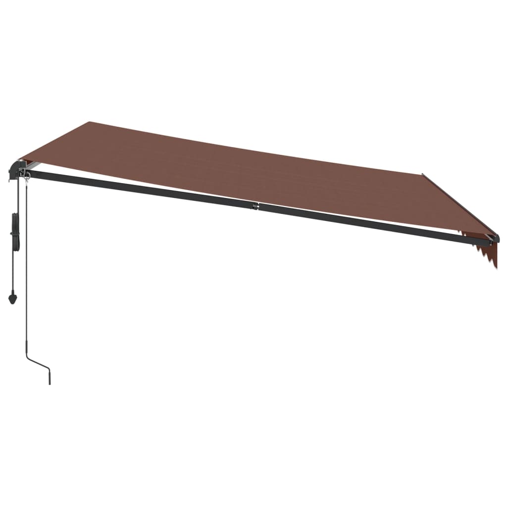 vidaXL Automatycznie zwijana markiza z LED, brązowa, 400x350 cm