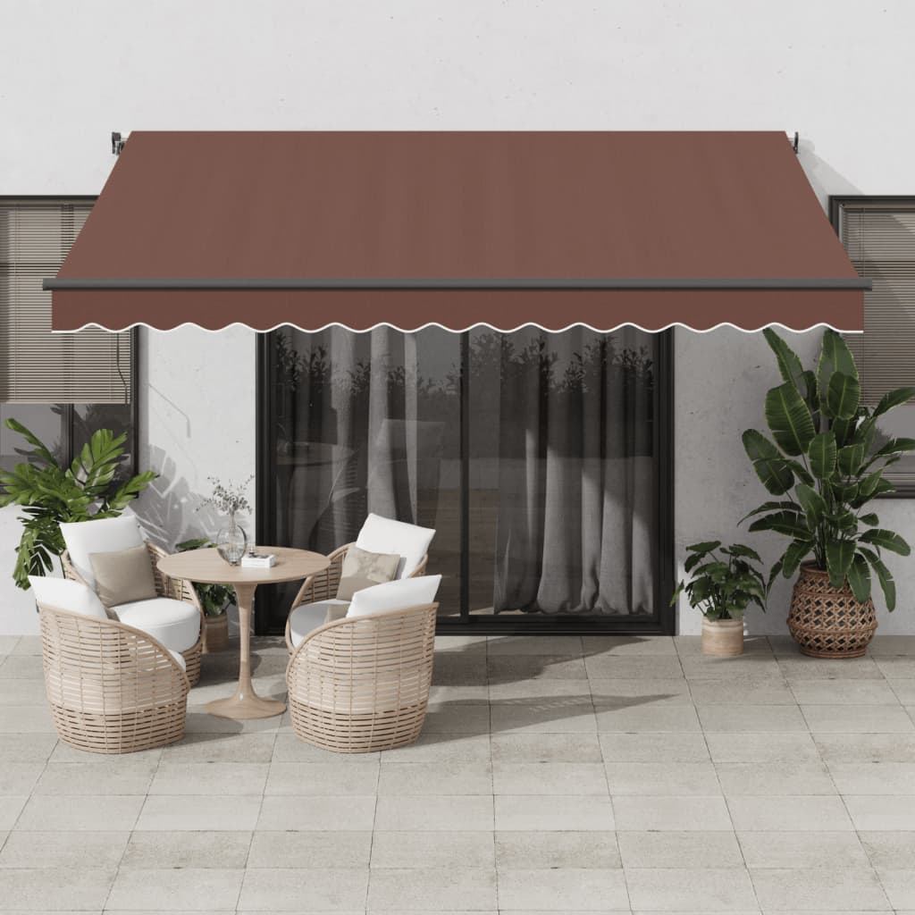 vidaXL Automatycznie zwijana markiza z LED, brązowa, 400x350 cm
