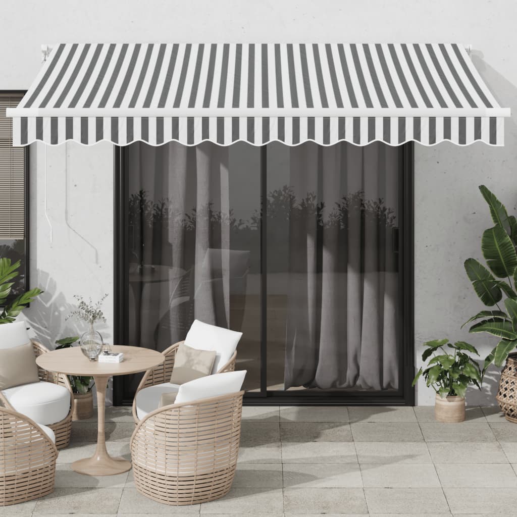 vidaXL Ręcznie zwijana markiza z LED, antracytowo-biała, 350x250 cm