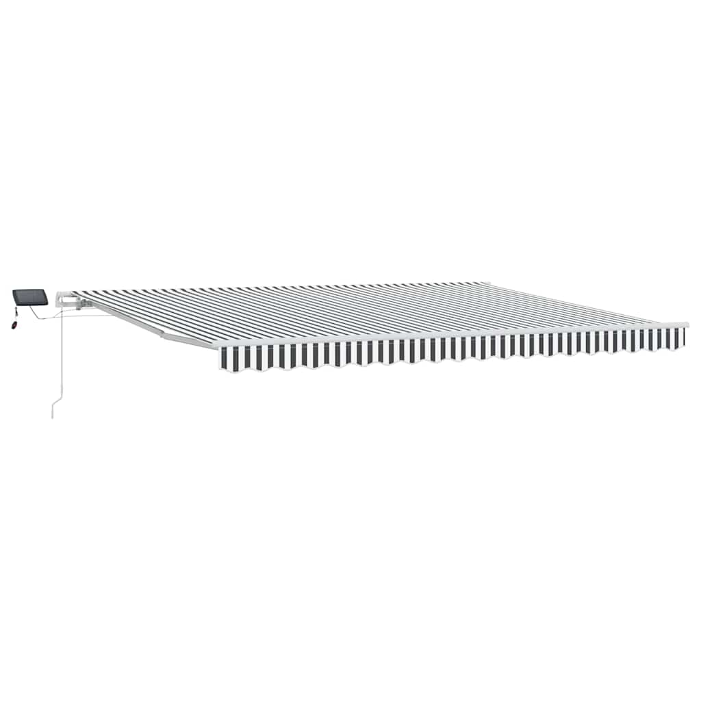 vidaXL Ręcznie zwijana markiza z LED, antracytowo-biała, 450x300 cm