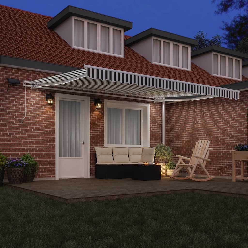 vidaXL Ręcznie zwijana markiza z LED, antracytowo-biała, 450x300 cm
