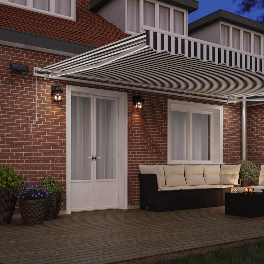 vidaXL Ręcznie zwijana markiza z LED, antracytowo-biała, 500x300 cm