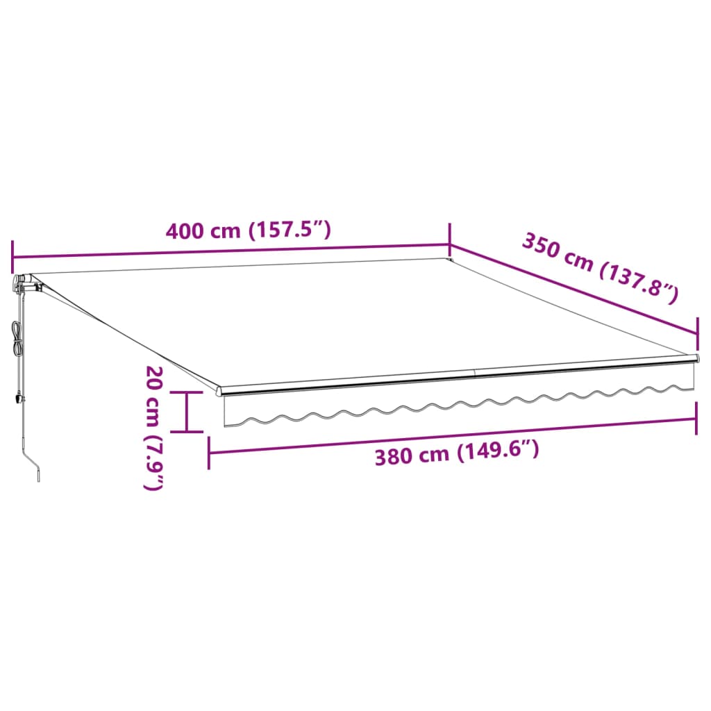 vidaXL Automatycznie zwijana markiza, antracytowo-biała, 400x350 cm