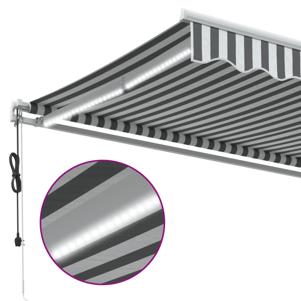vidaXL Automatyczna markiza z LED, antracytowo-biała, 400x350 cm