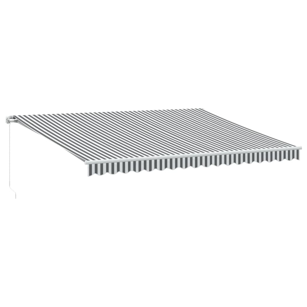 vidaXL Ręcznie zwijana markiza z LED, antracytowo-biała, 450x350 cm