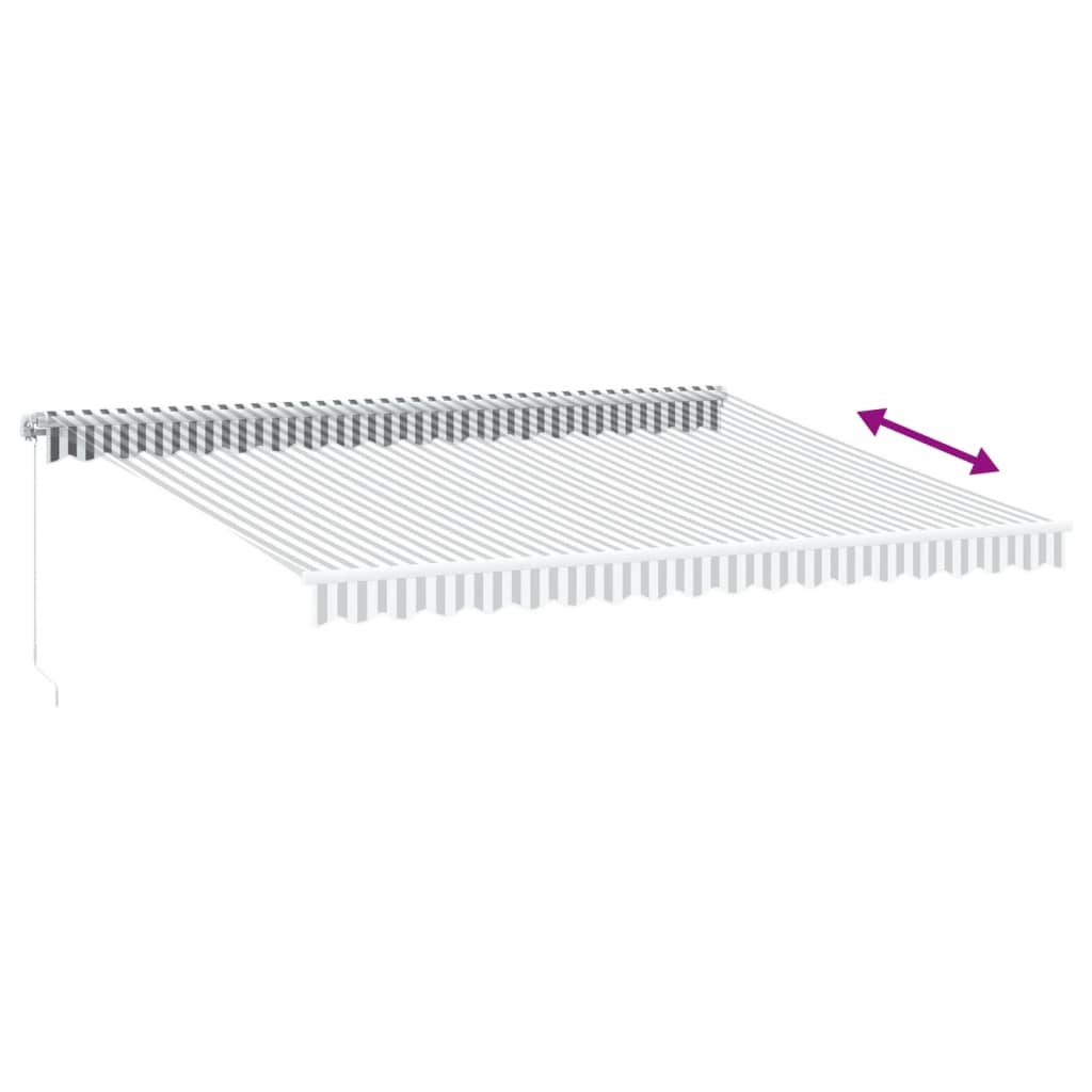 vidaXL Ręcznie zwijana markiza z LED, antracytowo-biała, 450x350 cm