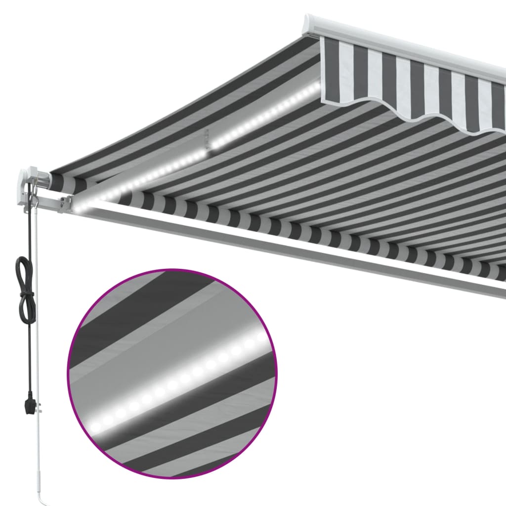 vidaXL Automatyczna markiza z LED, antracytowo-biała, 450x350 cm
