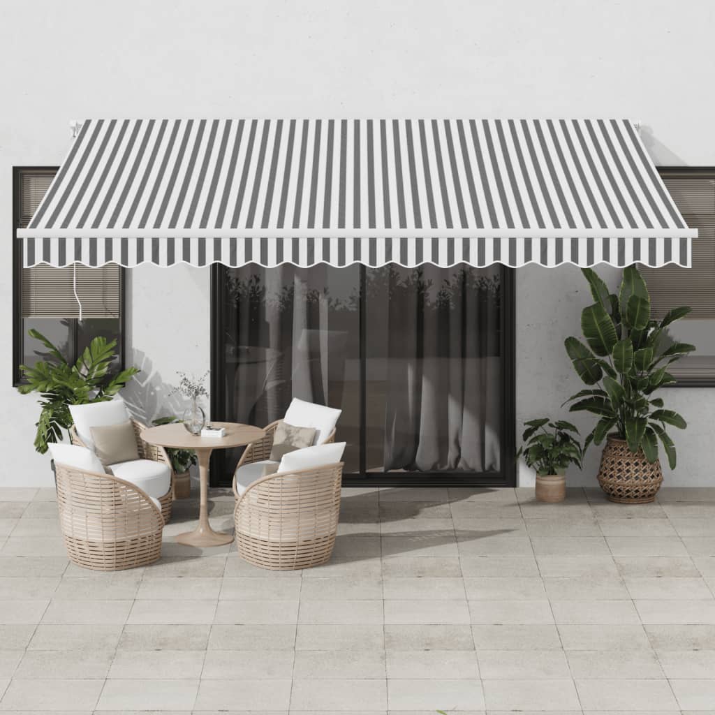 vidaXL Automatyczna markiza z LED, antracytowo-biała, 450x350 cm