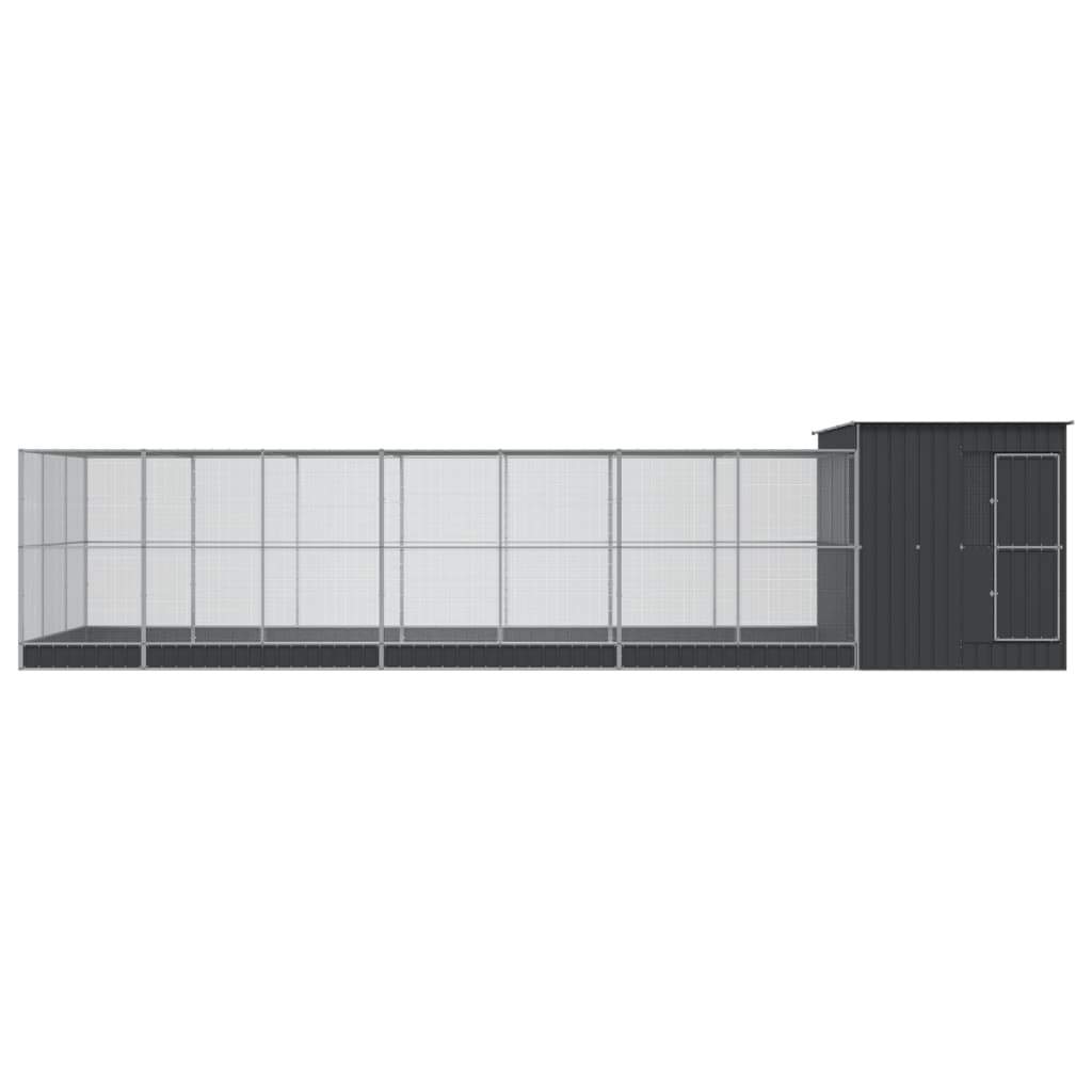 vidaXL Woliera z przedłużeniem, srebrna, 911x303x216 cm, stalowa
