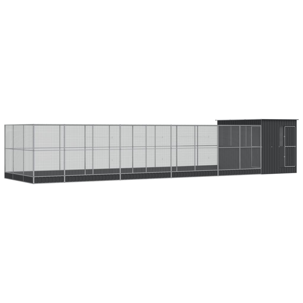 vidaXL Woliera z przedłużeniem, srebrna, 1118x303x216 cm, stalowa