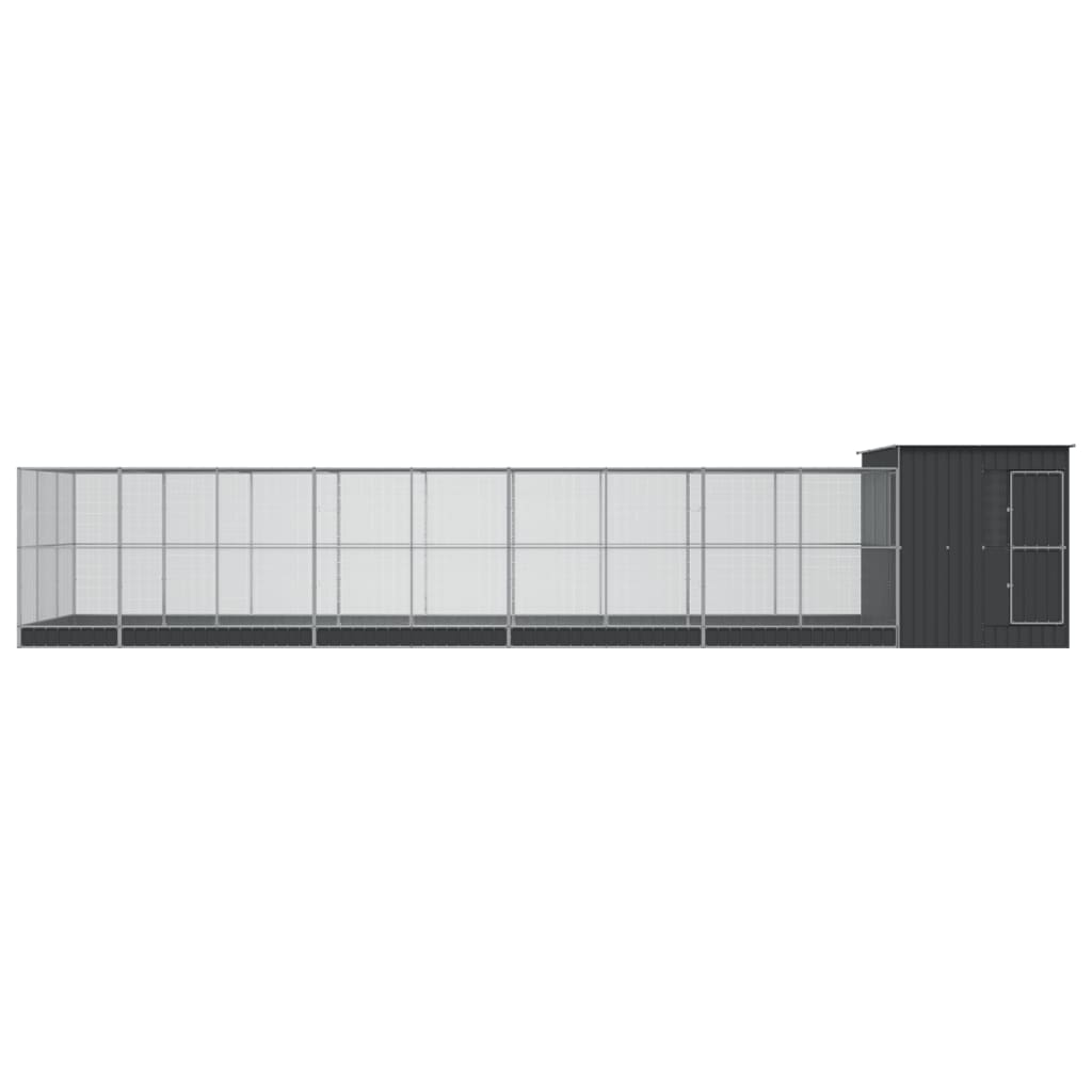 vidaXL Woliera z przedłużeniem, srebrna, 1118x303x216 cm, stalowa