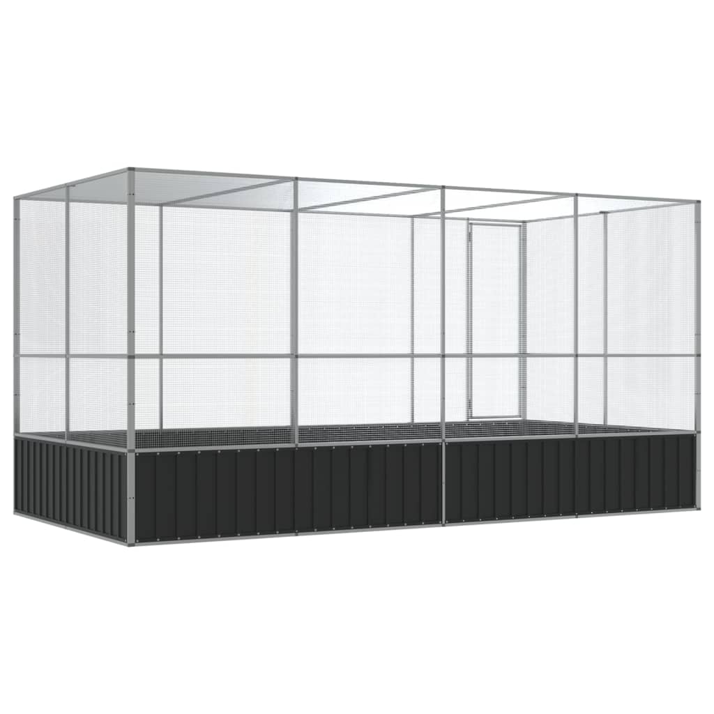 vidaXL Woliera z nadstawką srebrna 418x207x212 cm stalowa