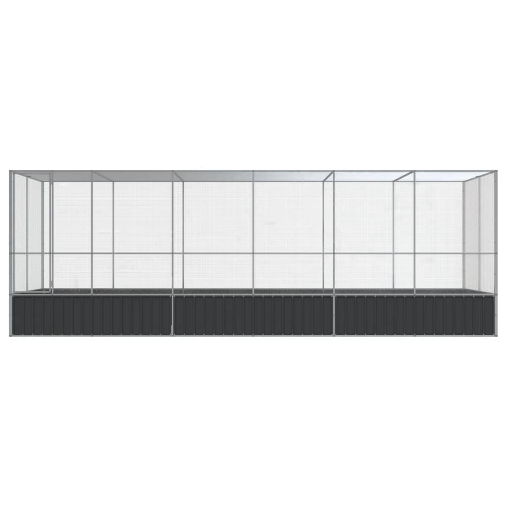 vidaXL Woliera z przedłużeniem, srebrna, 625x207x212 cm, stal