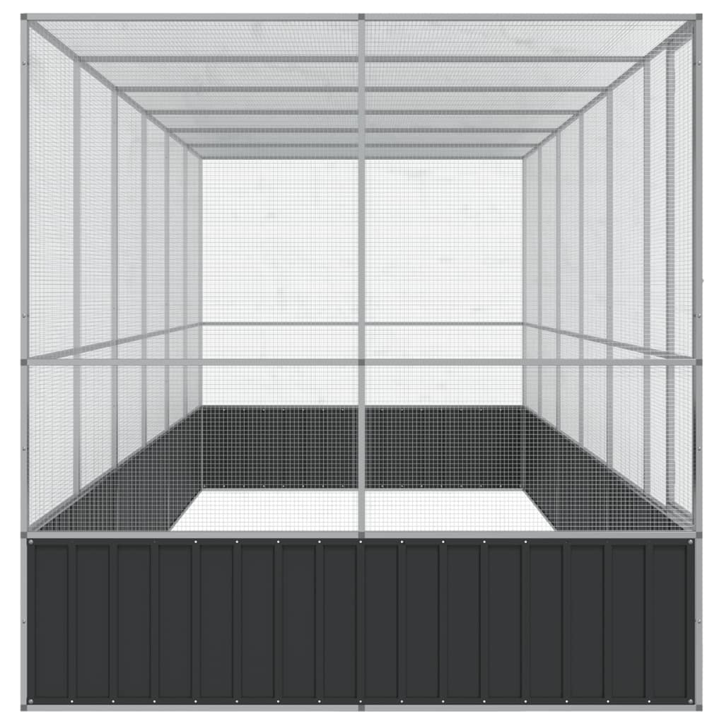 vidaXL Woliera z przedłużeniem, srebrna, 625x207x212 cm, stal