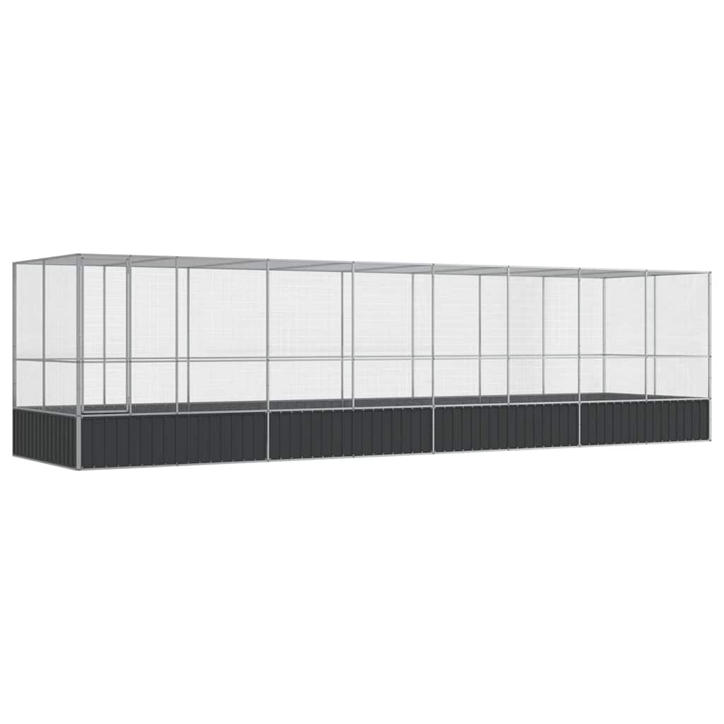 vidaXL Woliera z przedłużeniem, srebrna, 832x207x212 cm, stal