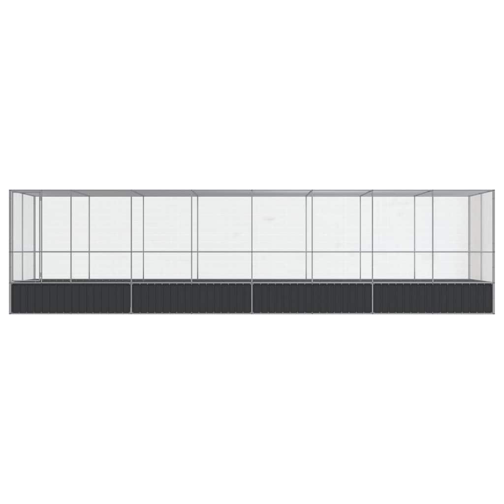 vidaXL Woliera z przedłużeniem, srebrna, 832x207x212 cm, stal