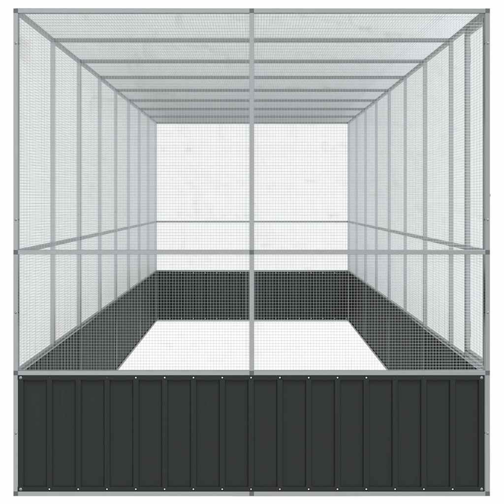 vidaXL Woliera z przedłużeniem, srebrna, 832x207x212 cm, stal