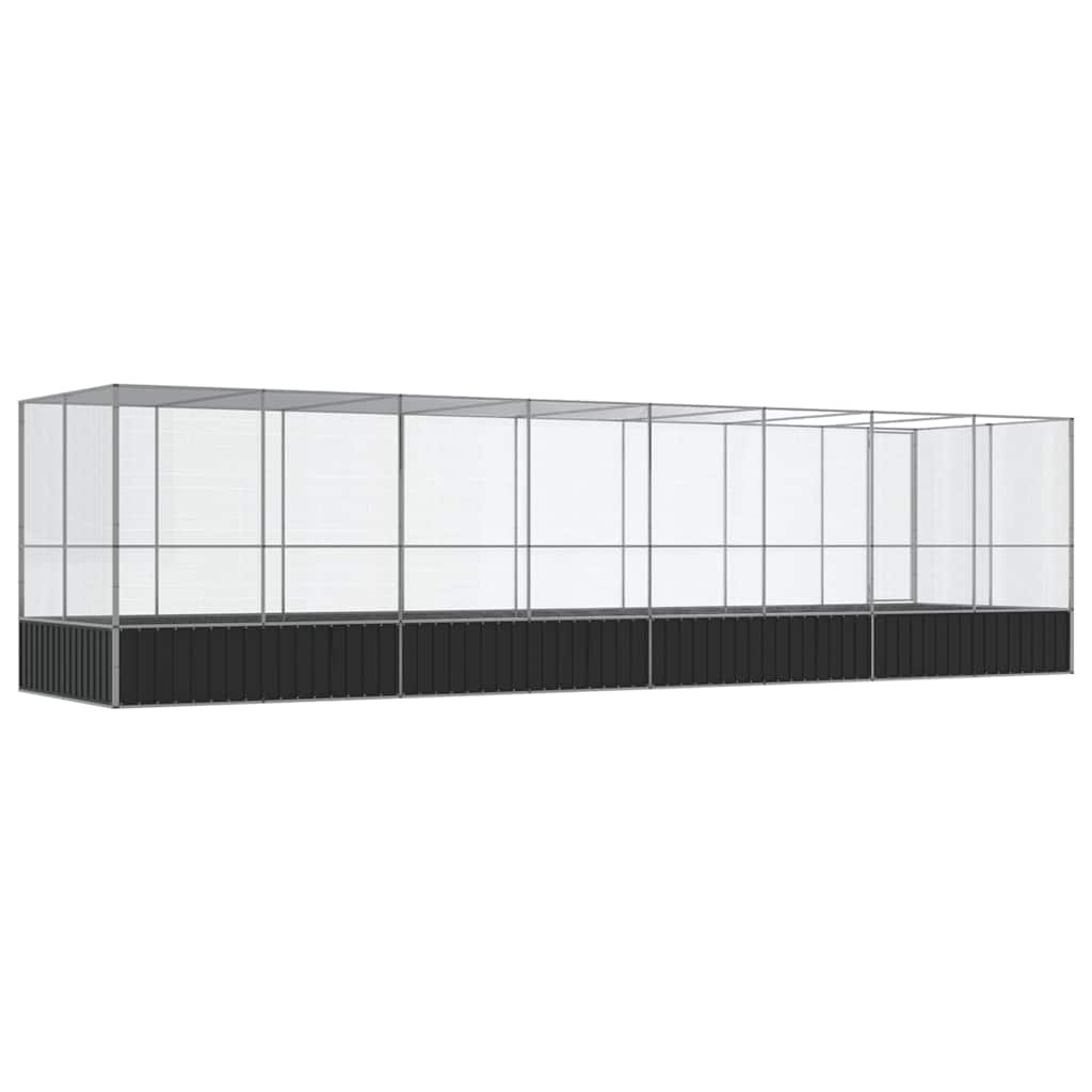 vidaXL Woliera z przedłużeniem, srebrna, 832x207x212 cm, stal