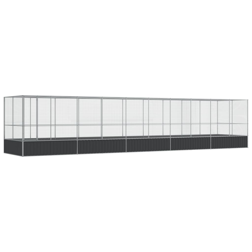 vidaXL Woliera z przedłużeniem, srebrna, 1039x207x212 cm, stal