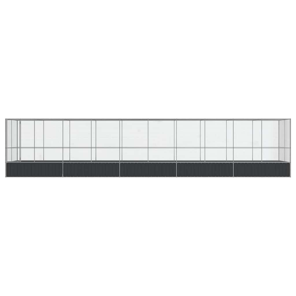 vidaXL Woliera z przedłużeniem, srebrna, 1039x207x212 cm, stal