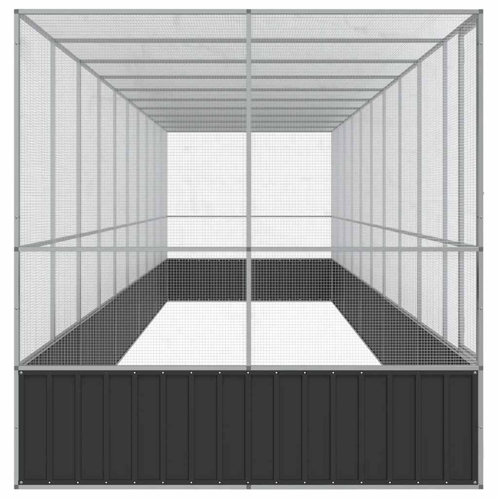 vidaXL Woliera z przedłużeniem, srebrna, 1039x207x212 cm, stal