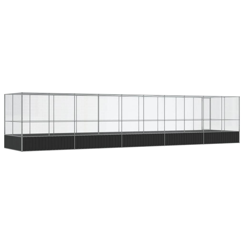vidaXL Woliera z przedłużeniem, srebrna, 1039x207x212 cm, stal