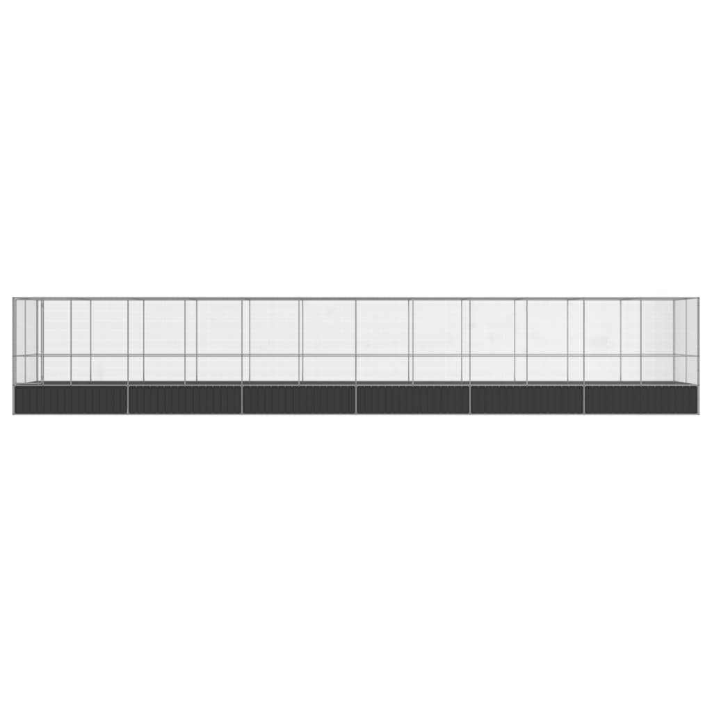 vidaXL Woliera z przedłużeniem, srebrna, 1246x207x212 cm, stal