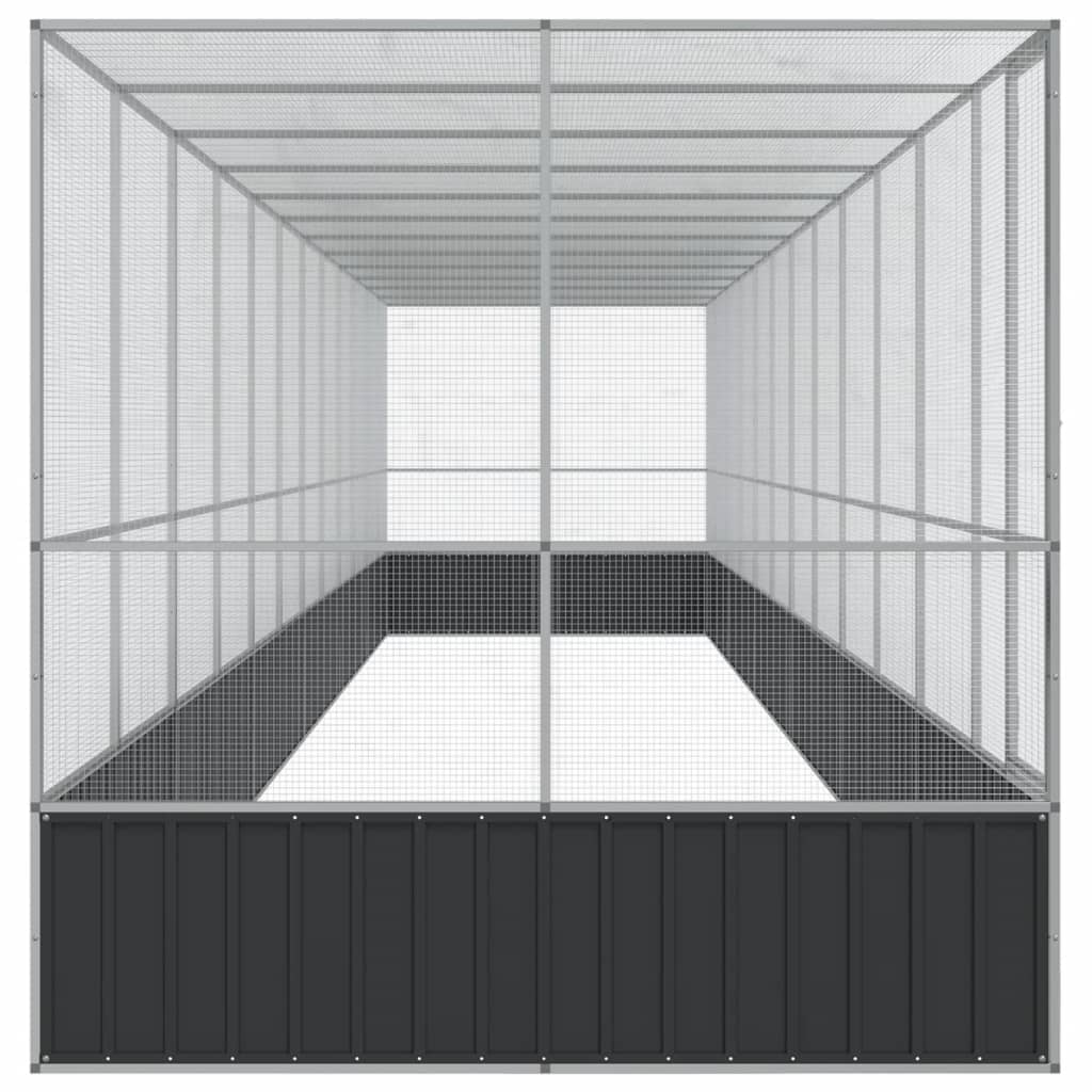 vidaXL Woliera z przedłużeniem, srebrna, 1246x207x212 cm, stal
