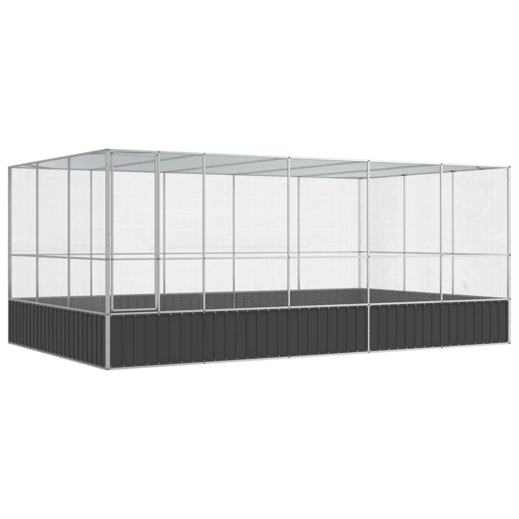 vidaXL Woliera z przedłużeniem, srebrna, 518x307x212 cm, stal