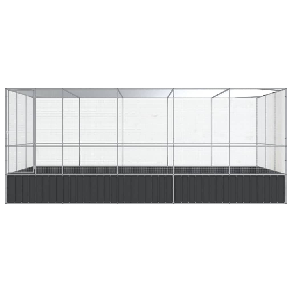 vidaXL Woliera z przedłużeniem, srebrna, 518x307x212 cm, stal