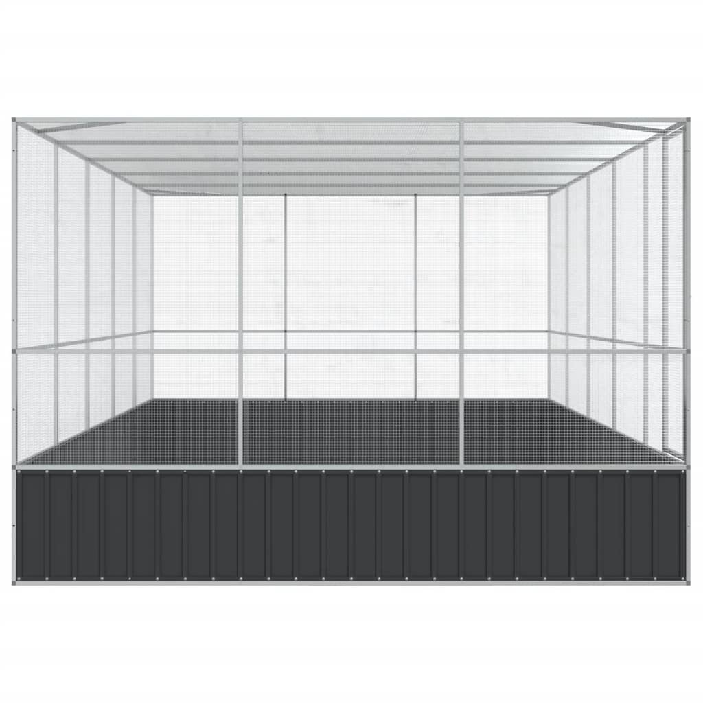 vidaXL Woliera z przedłużeniem, srebrna, 518x307x212 cm, stal