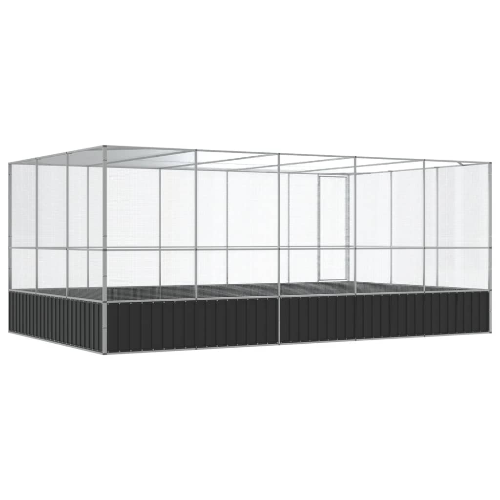 vidaXL Woliera z przedłużeniem, srebrna, 518x307x212 cm, stal