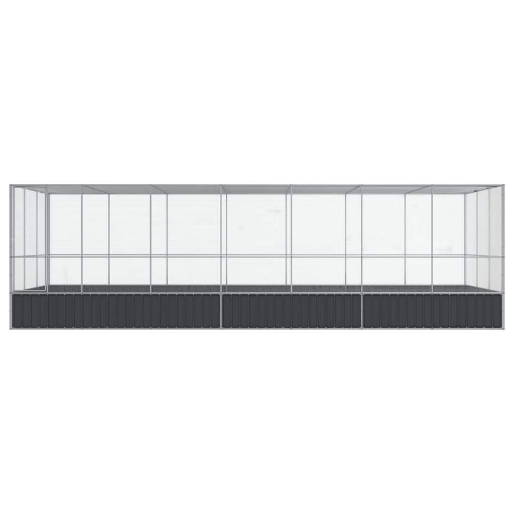 vidaXL Woliera z przedłużeniem, srebrna, 725x307x212 cm, stal