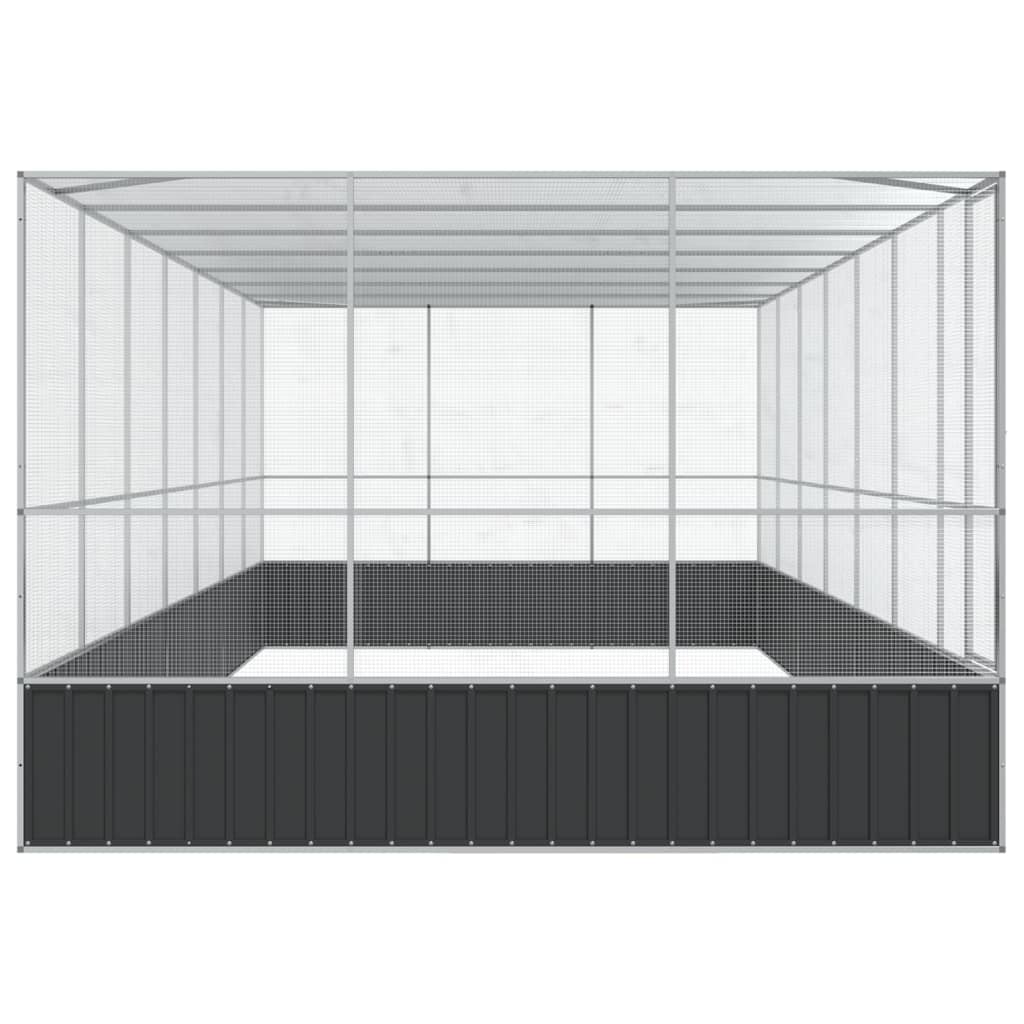 vidaXL Woliera z przedłużeniem, srebrna, 725x307x212 cm, stal