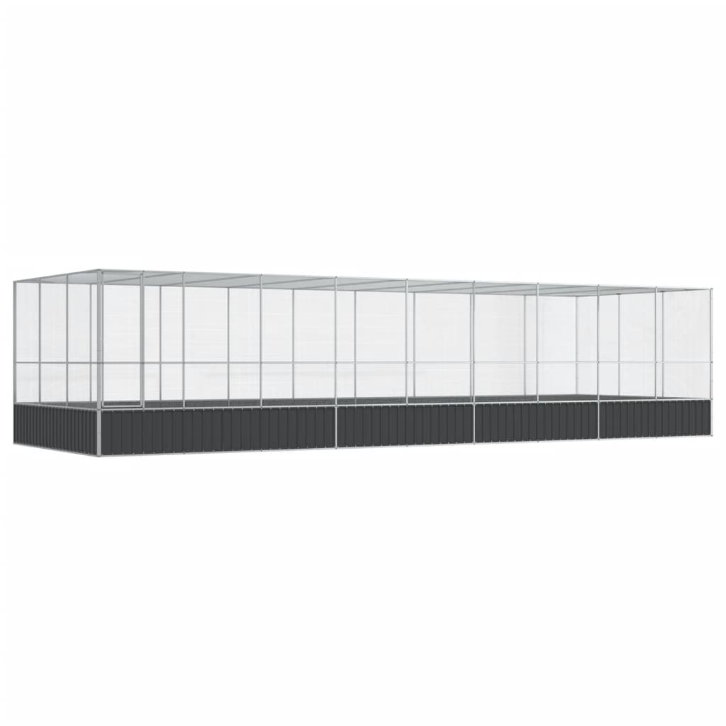 vidaXL Woliera z przedłużeniem, srebrna, 932x307x212 cm, stal