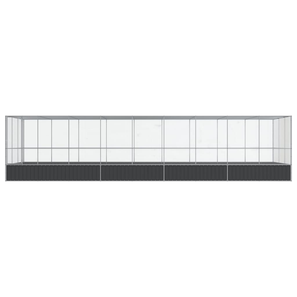 vidaXL Woliera z przedłużeniem, srebrna, 932x307x212 cm, stal