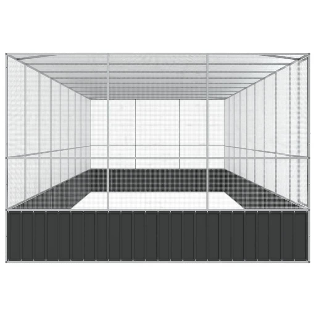 vidaXL Woliera z przedłużeniem, srebrna, 932x307x212 cm, stal