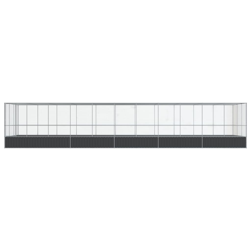 vidaXL Woliera z przedłużeniem, srebrna, 1139x307x212 cm, stal
