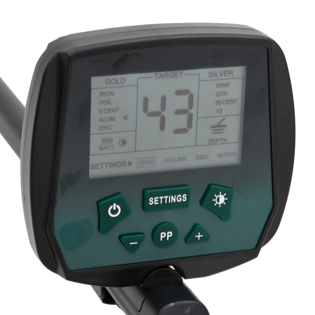 vidaXL Wykrywacz metali, głębokość wyszukiwania 24 cm, wyświetlacz LCD