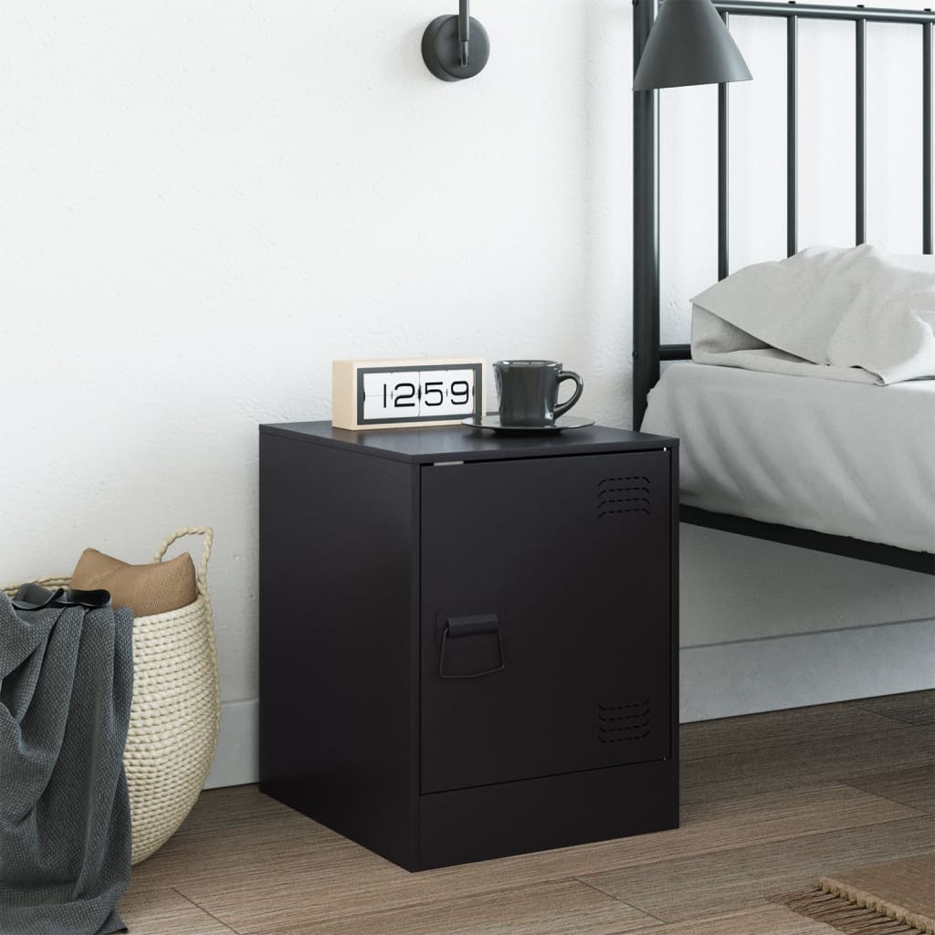 vidaXL Szafka nocna, czarna, 34,5x39x44 cm, stal