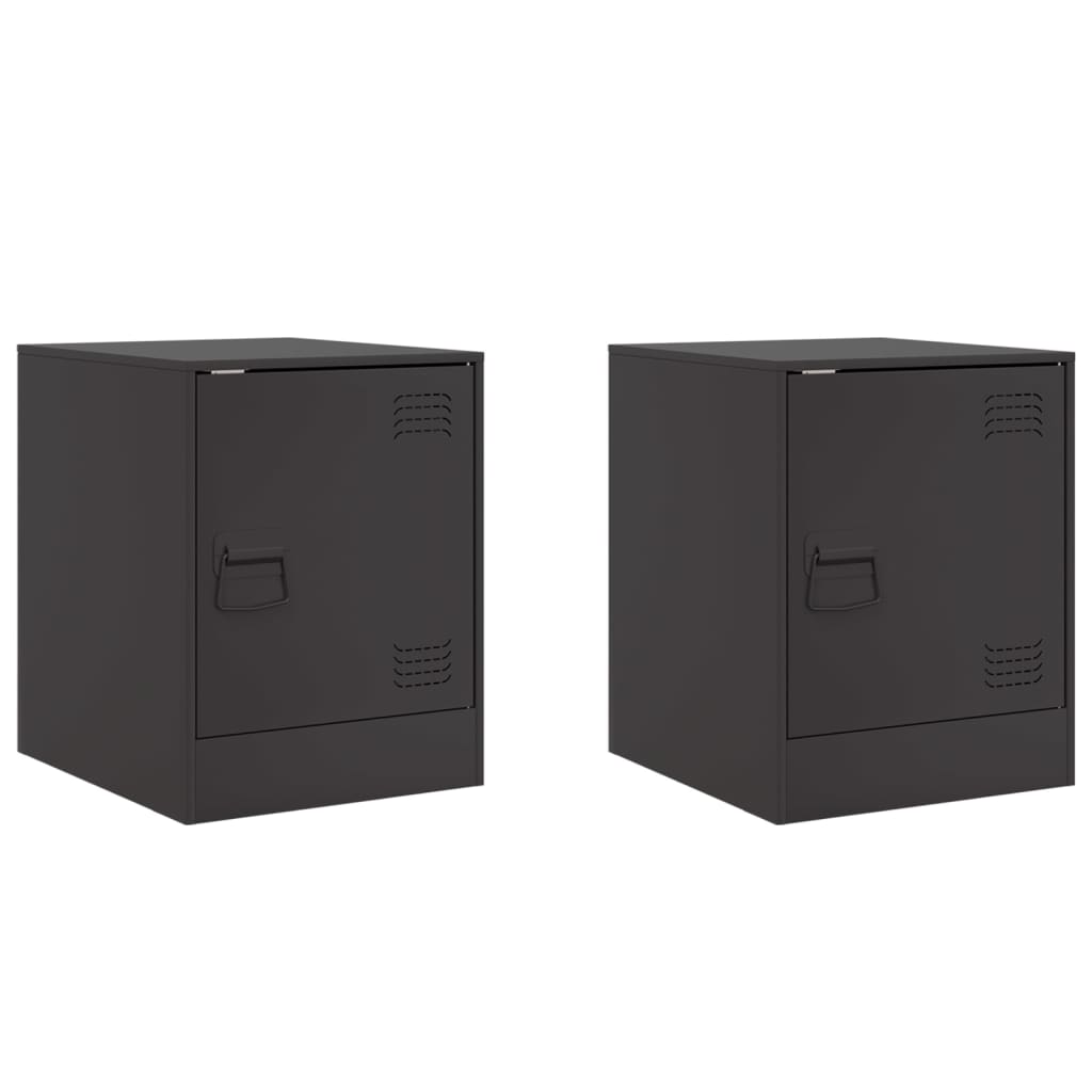 vidaXL Szafki nocne, 2 szt., czarne, 34,5x39x44 cm, stal