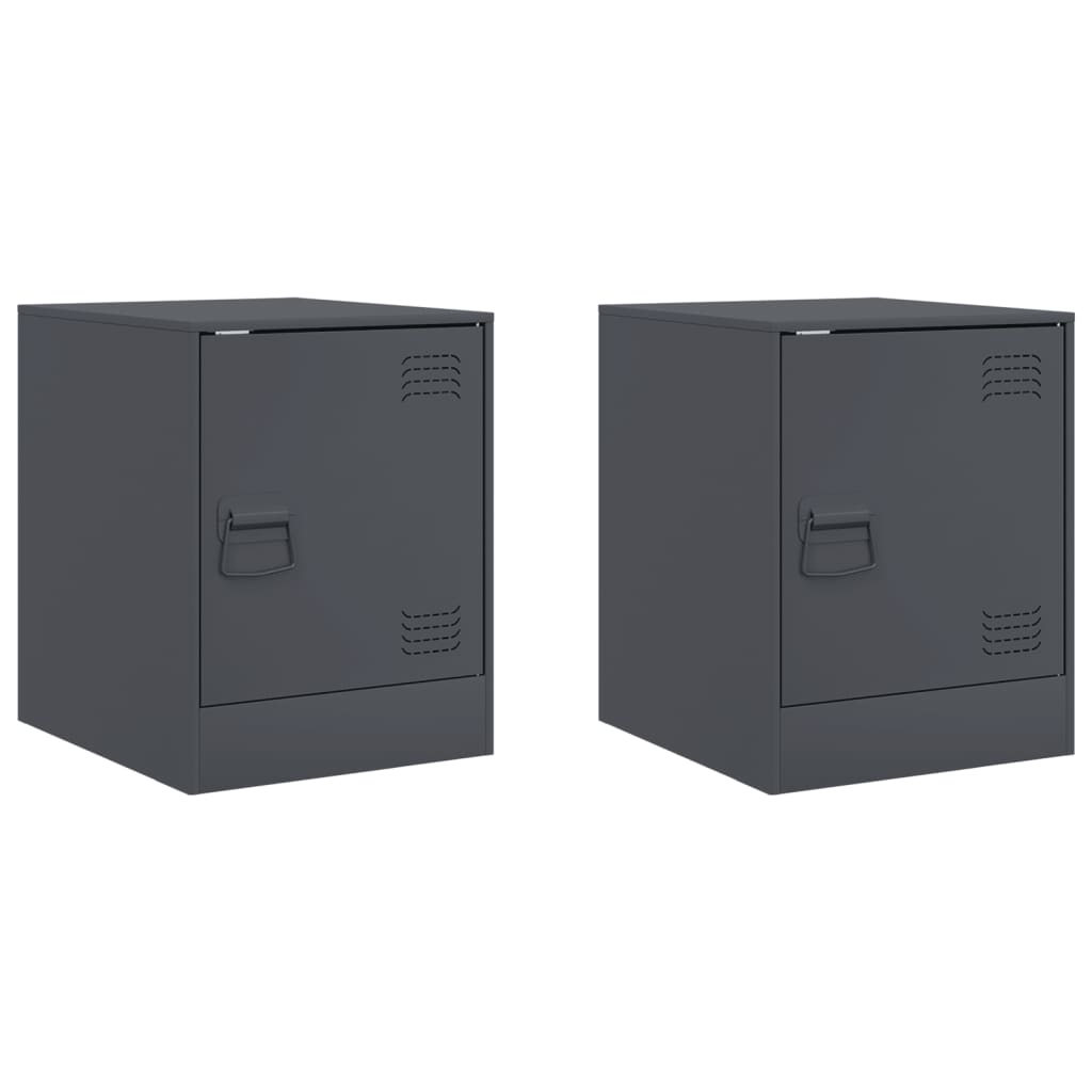 vidaXL Szafki nocne, 2 szt., antracytowe, 34,5x39x44 cm, stal