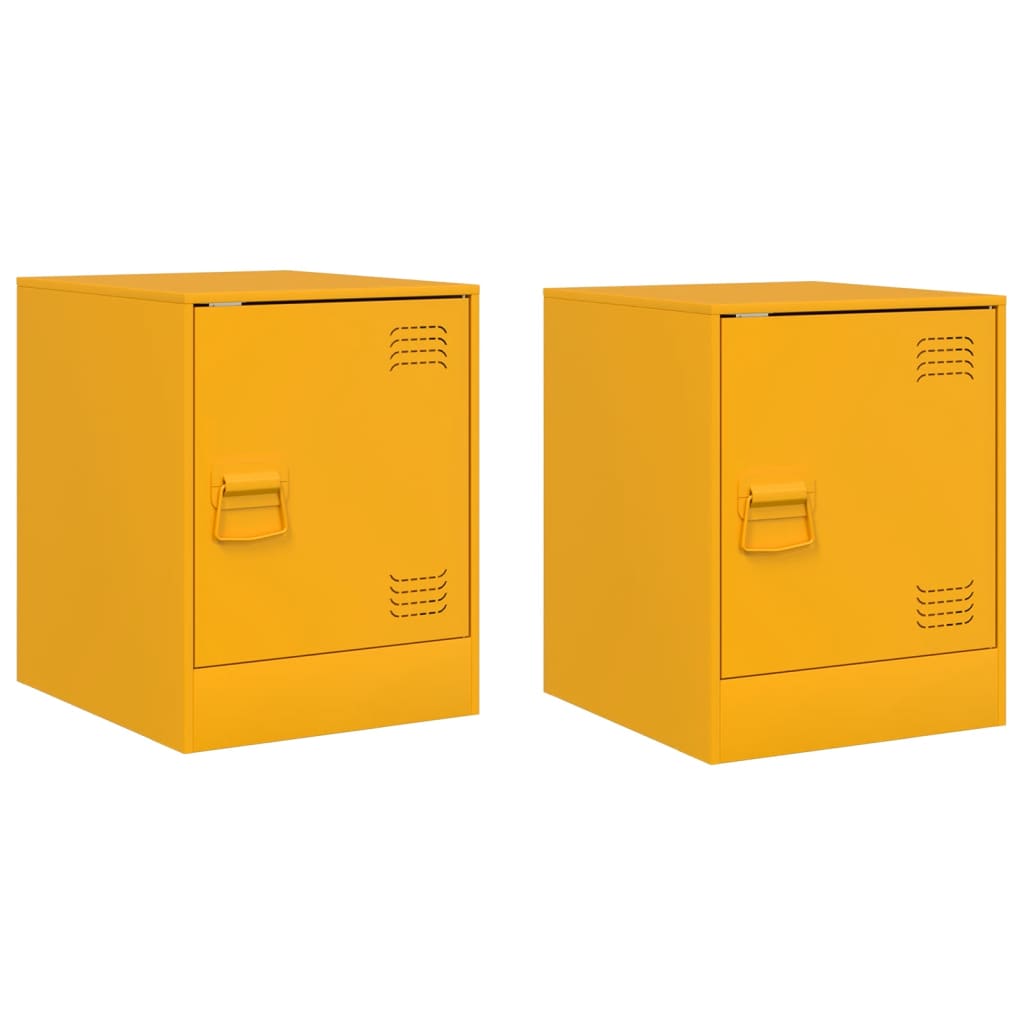 vidaXL Szafki nocne, 2 szt., musztardowe, 34,5x39x44 cm, stal