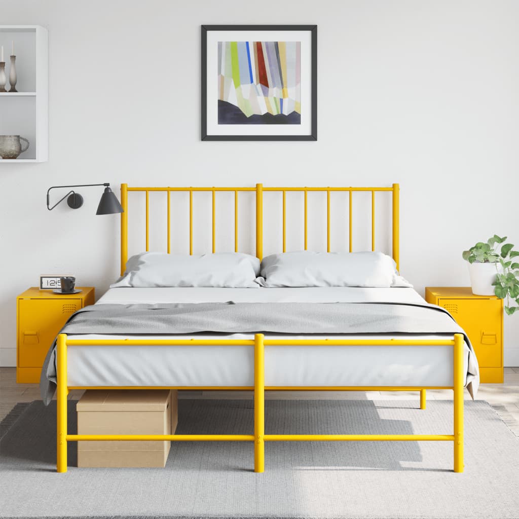 vidaXL Szafki nocne, 2 szt., musztardowe, 34,5x39x44 cm, stal