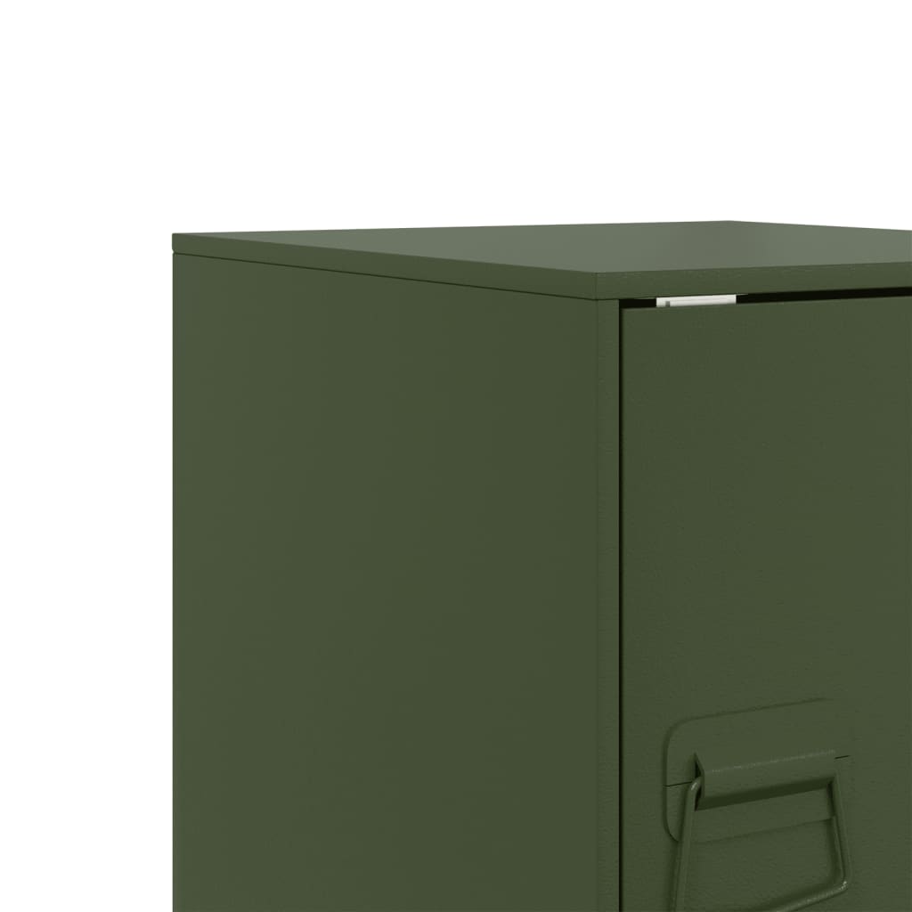 vidaXL Szafki nocne, 2 szt., oliwkowa zieleń, 34,5x39x44 cm, stal